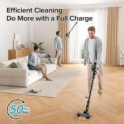 Lubluelu Cordless Vacuum Cleaner, Max 50 Mins Runtime, Stick Vacuum with Touch Screen,Lightweight Vacuum for Carpet, Home Hardwood Floor and Pet Hair.