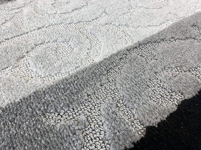 Custom Size Hallway Carpet Runner Rug, Slip Resistant, 31 Inch Wide X Your Choice of Length, Scroll Black, 31 Inch X 26 feet
