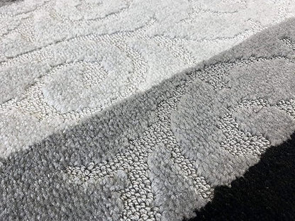 Custom Size Hallway Carpet Runner Rug, Slip Resistant, 31 Inch Wide X Your Choice of Length, Scroll Black, 31 Inch X 26 feet