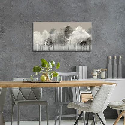 Prepeyssee Black and White Tree Wall Art for Living Room Large Landscape Modern Artwork Gray Forest Picture for Bedroom Home Office Ready to Hang 20x40 Inch