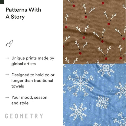 GEOMETRY Christmas Kitchen Towels - Quick Dry Microfiber Cloth Dish Towels for Kitchen Drying - Premium Quick Dry Towel, 2-Pack Set (Reindeer Rendevous + Frosty (Frosty Fun)