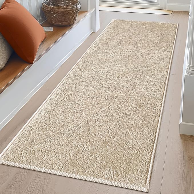 Bathroom Runner Rugs, Thin Absorbent Non-Slip Bath Mat, Quick Dry Low Pile Mats for Bathroom Floor Front of Bathtub,Shower Room,Sink,24"×72",Light Coffee