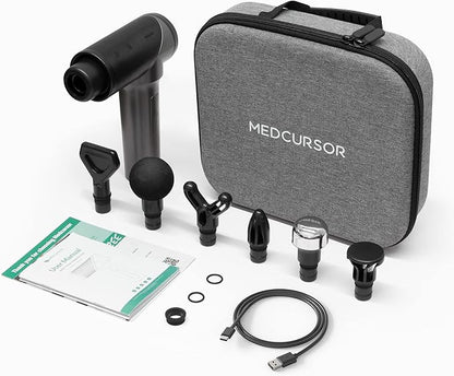 Medcursor Massage Gun, High Intensity Brushless Motor, Handheld Percussion Deep Tissue Massager with 6 Massage Heads for Sore Muscle and Stiffness, Gifts for Father/Dad (Gray)