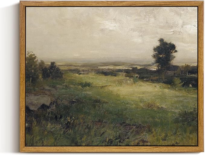 InSimSea Framed Canvas Wall Art Vintage Decor, Farmhouse Wall Art for Living Room, Wild Field Landscape Artwork for Bedroom, Country Wall Decoration Traditional Scenic Pictures for Bathroom, 9"x11"