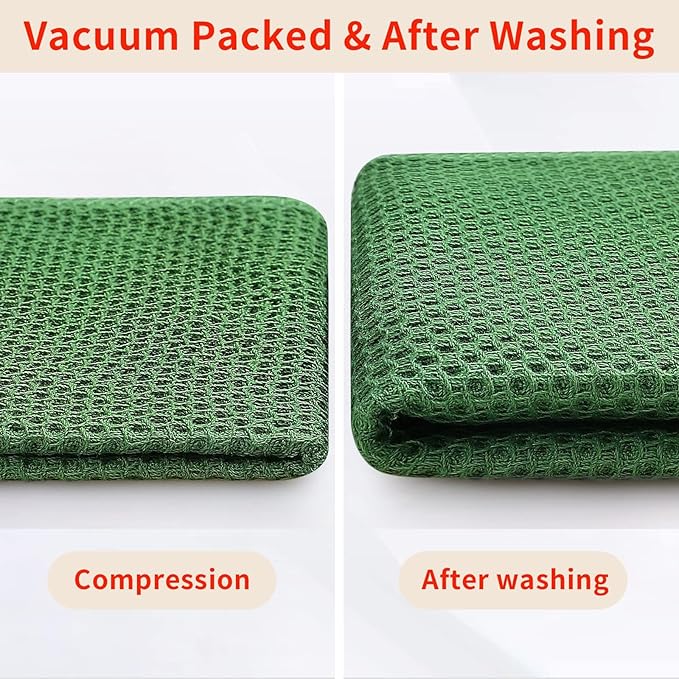 Homaxy 100% Cotton Kitchen Towels and Dishcloths Set, 12 x 12 Inches and 13 x 28 Inches, Set of 10 Bulk Kitchen Towels Set, Ultra Soft Absorbent Dish Cloths for Washing Dishes, Grass Green
