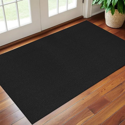 EARTHALL Woven Area Rug 3x5 Ft Washable Rugs for Entryway Braided Non Slip Rubber Backed Throw Rugs Door Mat Indoor Outdoor Entrance Cotton Carpet for Kitchen Foyer Front Door, Black/Grey