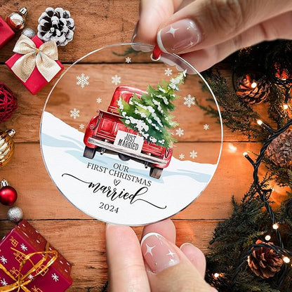 Our First Christmas in Our New Apartment 2025 Xmas Ceramic Ornament - Apartment Decor House Warming Gifts 1st Apartment Christmas Ornament (Married Ornament 2)