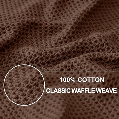 Homaxy 100% Cotton Waffle Weave Kitchen Dish Towels, Ultra Soft Absorbent Quick Drying Cleaning Towel, 13 x 28 Inches, 4-Pack, Coffee