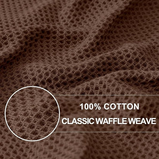 Homaxy 100% Cotton Waffle Weave Kitchen Dish Towels, Ultra Soft Absorbent Quick Drying Cleaning Towel, 13 x 28 Inches, 6-Pack, Coffee