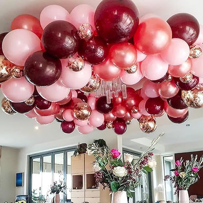 PartyWoo Retro Red Balloons, 50 pcs 12 Inch Burgundy Balloons, Maroon Balloons for Balloon Garland Arch as Party Decorations, Birthday Decorations, Wedding Decorations, Baby Shower Decorations