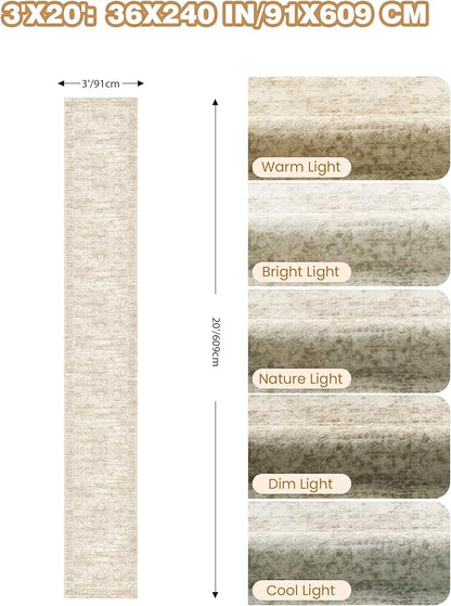 3x20 Washable Runner Rug for Hallway, Non-Slip Long Hallway Runner for Entryway, Soft Vintage Kitchen Mats for Floor, Abstract Dining Room, Bedroom, Living Room Rugs(3'x20', Beige/Ivory)