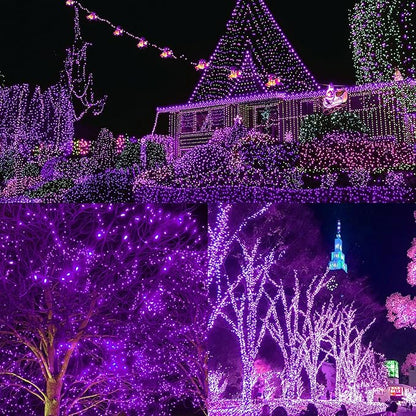 WATERGLIDE 1000 LED Halloween String Lights, 328 FT Green Wire LED Decorative Fairy Lights with Remote & 8 Modes, Waterproof for Indoor Outdoor Xmas Holiday Party Garden Wedding Home Decor, Purple