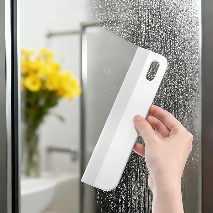 8.6" Kitchen Countertop Squeegee for Shower Small Silicone Squeegee for Glass Doors Window Cleaning Scraper for Mirror Sink Counter Bathroom, White Grey