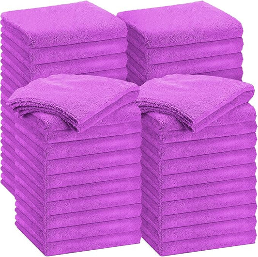 Shimeyao 30 Pcs 16 x 16 Inch Edgeless Microfiber Plush Towels for Cars Detailing Drying Wash Polishing Absorbent Cleaning Cloths, 500 GSM (16 x 16 Inch, Purple, 30 Pcs)