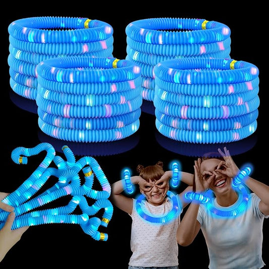 12-24 PCS Blue Glow Sticks for Kids,Light Up Pop Tubes Party Favors for Toddlers,Goodie Bag Stuffer Fillers,Birthday Valentines Day Mardi Gras Party Gifts Non Candy Treats Prizes Toy for Boys Girls