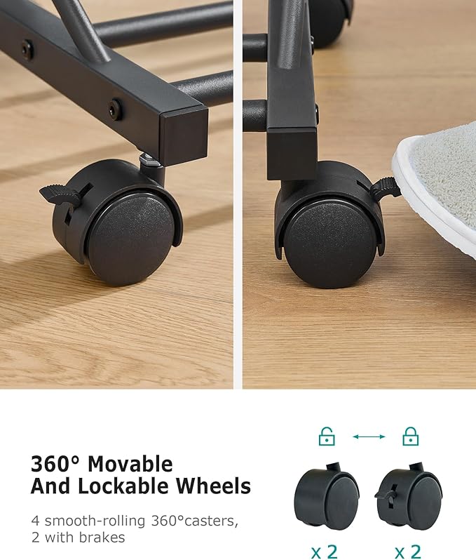 FAVOOSTY Hanging racks for clothes Rack with Wheels Garment racks for hanging clothes racks for hanging clothes Double adjustable Clothes Organizer for kids with Extendable Rod Black