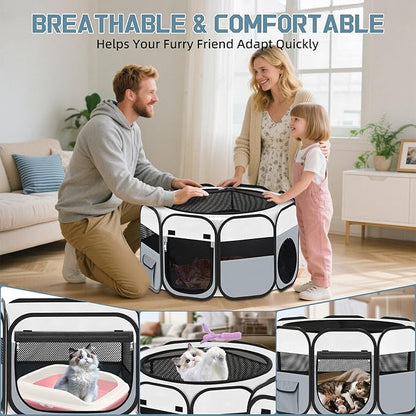 Vikua Portable Pet Cat Playpen, Foldable Dog Playpen for Indoor and Outdoor Use, Two in One Pet Playpen for Puppies Medium-Sized Dogs Kittens Travel Camping Use, Cat Tent & Houses