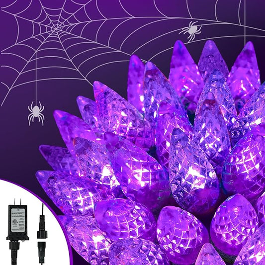 Upgraded 250LED C6 Connectable Halloween String Lights, 82FT Waterproof Purple Light for Outside, Fairy Twinkle Light Plug in with 13 Modes & Timer for Outdoor Indoor Party Tree Halloween Decorations