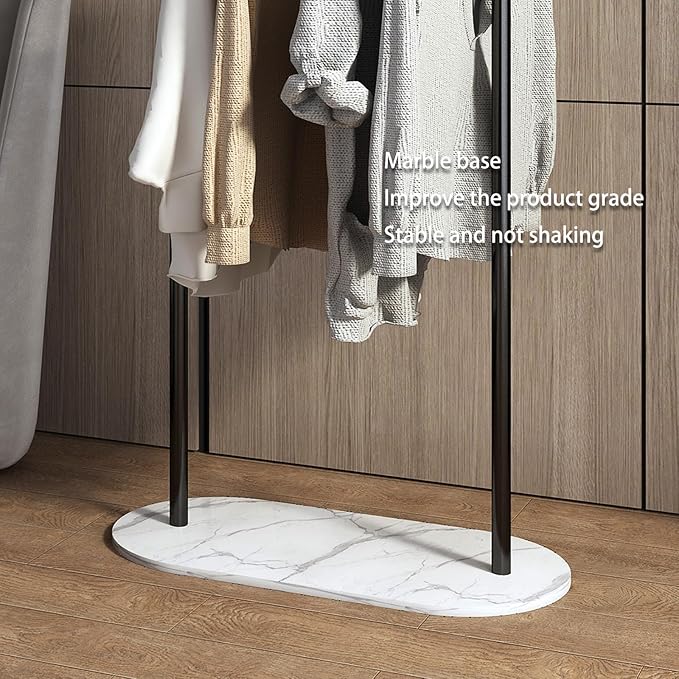 Clothing Rack, Modern Clothes Rack with Marble Base, Heavy-duty Coat Racks Freestanding,garment racks for hanging clothes,Can Hang Jacket Garment, Hat, Scarf, Organize Shoes