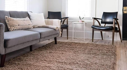 Unique Loom Solid Shag Collection Area Rug (6' 1" x 9' Rectangle, Sandy Brown)