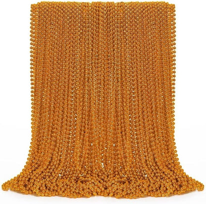 72PCS Mardi Gras Beads, Orange Halloween Beaded Necklace Party Favors, 33" Mardi Gras Bead Necklaces Women Men, Festival Parade Throw Accessories for Mardi Gras Halloween Events Celebrations