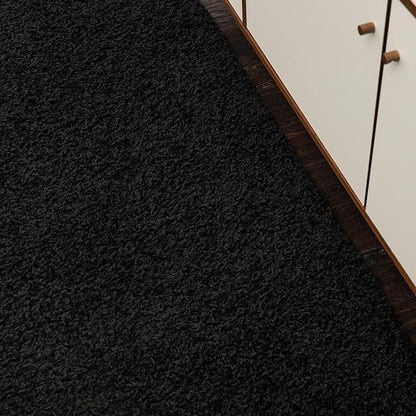 Unique Loom Solid Shag Collection Area Rug (3' 3" x 5' 3" Oval, Jet Black)