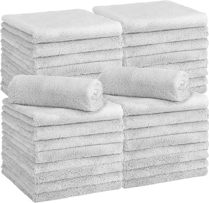 Shimeyao 30 Pcs 16 x 16 Inch Edgeless Microfiber Plush Towels for Cars Detailing Drying Wash Polishing Absorbent Cleaning Cloths, 500 GSM (16 x 16 Inch, Light Gray, 30 Pcs)