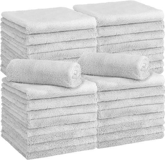 Shimeyao 30 Pcs 16 x 16 Inch Edgeless Microfiber Plush Towels for Cars Detailing Drying Wash Polishing Absorbent Cleaning Cloths, 500 GSM (16 x 16 Inch, Light Gray, 30 Pcs)