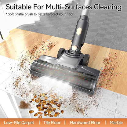 N8 Cordless Vacuum Cleaner,Lightweight Stick Vacuum with Powerful Suction,2200mAh Battery,40 Mins Runtime,Self-Standing,Rechargeable Vacuum Cleaners for Home Hardwood Floor Carpet Pet Hair (Peach)