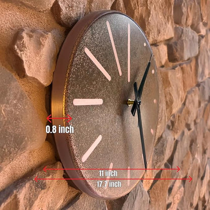 Handmade Pure Copper Wall Clock for Home Decoration, Decor Clock for Living Room, Bedroom and Kitchen, Rustic Decorative Mural Clock Art for Farmhouse (Lines of Time, 17.7)