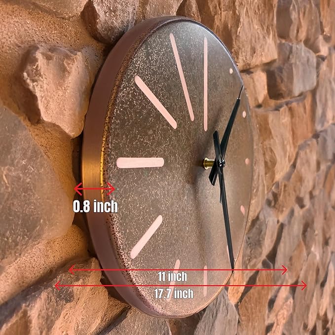 Handmade Pure Copper Wall Clock for Home Decoration, Decor Clock for Living Room, Bedroom and Kitchen, Rustic Decorative Mural Clock Art for Farmhouse (Lines of Time, 11)