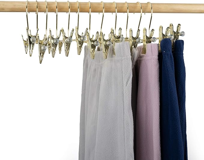 30Pack KOOBAY 13.7" Gold Metal Heavy Duty Clips Pants Hangers Trousers with Swivel Hook