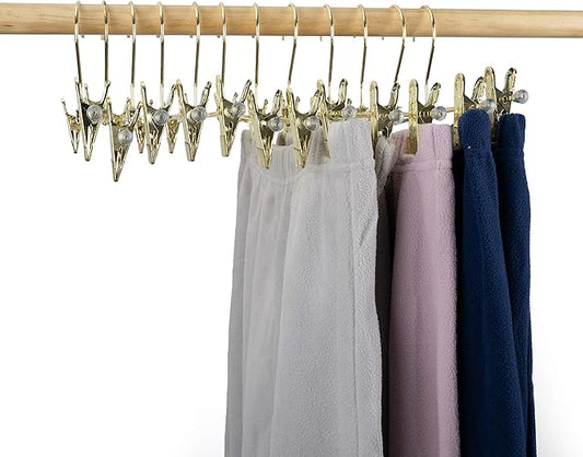 30Pack KOOBAY 13.7" Gold Metal Heavy Duty Clips Pants Hangers Trousers with Swivel Hook