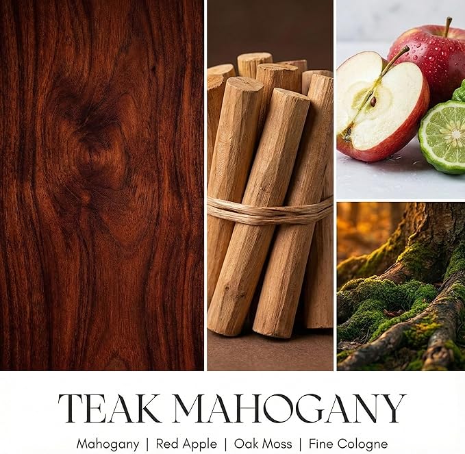 4EVER Scented Candles | 4-Wick 18oz Soy Wax Candle | Up to 50Hrs Clean Burn | Aromatherapy Candles for Home Scented | Gifts for Women & Mom, Teakwood & Mahogany