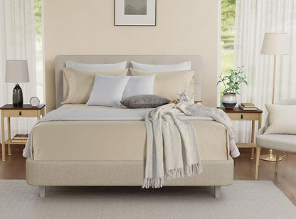 King Sheets Deep Pocket King Sheet Set,100% Cotton Bed Sheets, 800 Thread Count 4 PC Sateen Weave Luxury Bedding Sheet & Pillowcase Sets, Soft & Comfy Naturally Cool, No Pill Machine Washable- Ivory