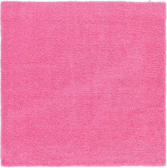 Unique Loom Solid Shag Collection Area Rug (8' Square, Taffy Pink)