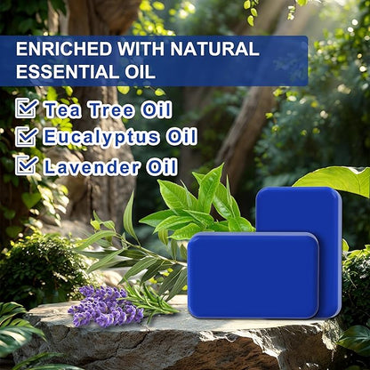Antifungal Medicated Soap Bar, Tea Tree Oil Body Soap Bar, Athletes Foot Jock Itch Ringworm Yeast Infection Treatment With Natural Tea Tree Oil, Eucalyptus Oil, and Lavender Oil, 2PCS