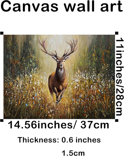 XLSJERST Deer Wall Art Poster 11x15 Inches - Rustic Picture Farm Artwork Canvas Picture Wall Decor Brown Wall Art for Living Room Guest Bathroom Decoration
