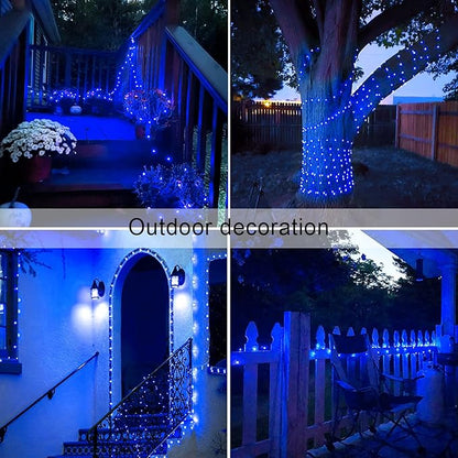 JMEXSUSS 2 Pack Blue Fairy Lights Battery Operated, Total 200 LED 66ft Blue String Lights Waterproof with Remote Timer, Blue Christmas Lights Indoor Decor for Bedroom Wedding Party Decor