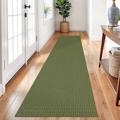 Braided Runner Rug 2x10 Ft Washable Runners for Hallways Non Slip Rubber Backed Kitchen Runners Cotton Long Entryway Runner Indoor, Woven Carpet for Hall Kitchen Entryway, Green