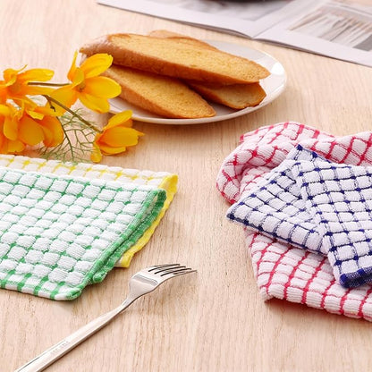 Kitinjoy Cotton 12 Pack Kitchen Towels and Dishcloths Sets, 16 x 25 Inch & 12 X 12 Inch Dish Towels Bulk, Super Soft and Absorbent Hand Towels for Kitchen Drying, Red