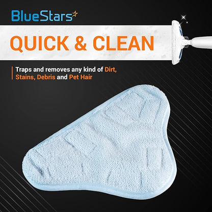 BlueStars 10-Pack H2OX5 Microfiber Steam Mop Pads Replacement – Compatible with H2O H20 Steam Mop X5 – Washable & Reusable, Exact Fit for H2O X5 Steam Cleaners