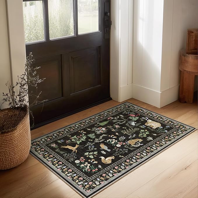 2x3 Washable Area Rugs for Entryway: Door Mat Indoor Entrance Small Throw Rug Non-Slip Low Pile Soft Kitchen Rug for Front Door Indoor Entrance Entry Bedside Kids Room