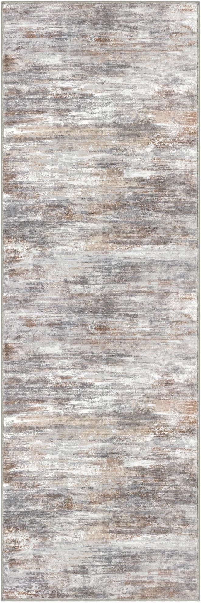 KOZYFLY Modern Abstract Kitchen Runner Rug, 2x6 Washable Rug Runner Non-Slip Soft Striped Hallway Runner Rugs, Multi Grey Print Carpet Runner for Entryway Bathroom Laundry Room Foyer