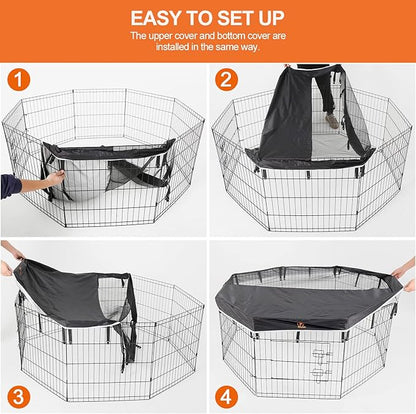 PJYuCien Mesh Top Cover - Fits 8 Panels 24 Inch Width Plastic/Metal Pet Pen Octagonal Dog Playpen (Note: Only Pen Top Cover, NO PLAYPEN!!!)