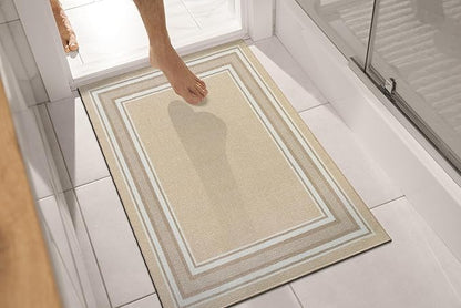 Modern Bordered Non Slip Indoor Runner Rugs for Living Room 2x3 Area Rugs for Kitchen, Rug for Bedroom, and Hallway, Stain Resistant Easy Cleaning Non Shedding Beige 2 x 3