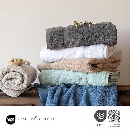 SALBAKOS 100% Turkish Cotton Bath Towel Set of 4 27x54 inch | Heirloom Quality | Hotel & Spa Collection | Soft, Absorbent, Long Lasting Bath Towels | Made in Turkey (Seafoam Green, 4 Bath Towels)