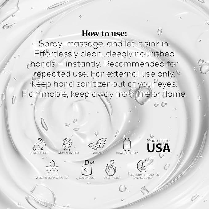 Hand Sanitizer + Serum™ | Solenne | Hydrating K-Beauty Formula with Centella, Vitamin B5 & Green Tea | Kills 99.9% of Germs | Fresh Scent with Lavender, Geranium & White Musk | 650 Sprays