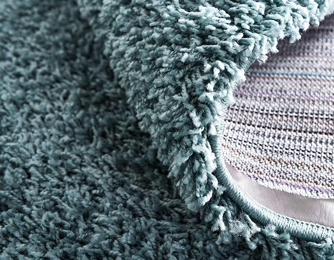 Unique Loom Solid Shag Collection Area Rug (8' Round, Light Slate Blue)