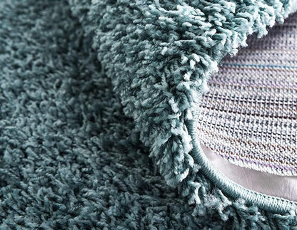 Unique Loom Solid Shag Collection Area Rug (8' Round, Light Slate Blue)